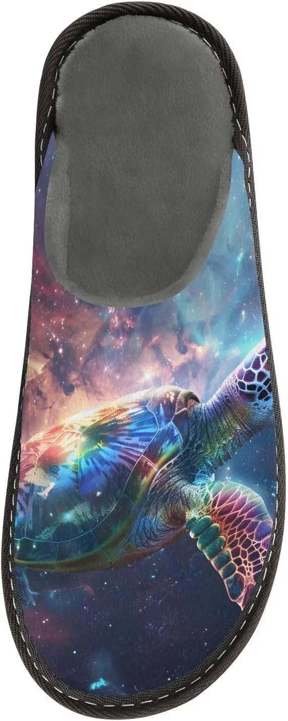 senya Cosmic Turtle Fuzzy Slippers Soft Home Bedroom Slippers for Women Men House Shoes