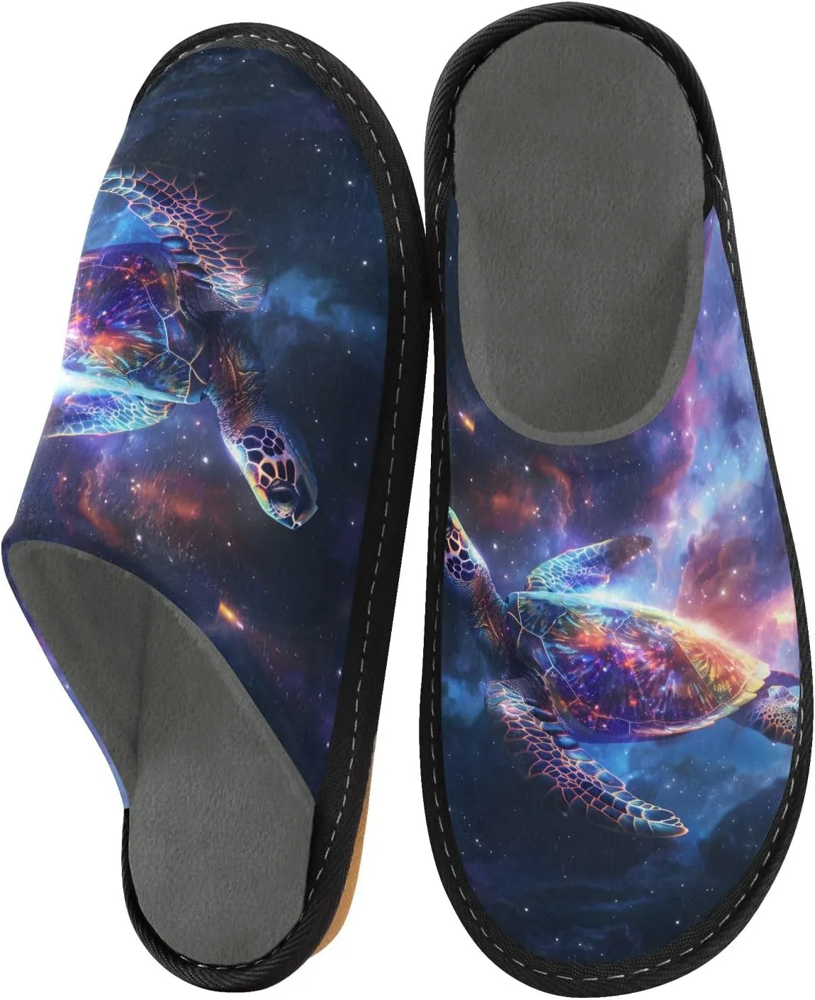 senya Cosmic Turtle Fuzzy Slippers Soft Home Bedroom Slippers for Women Men House Shoes