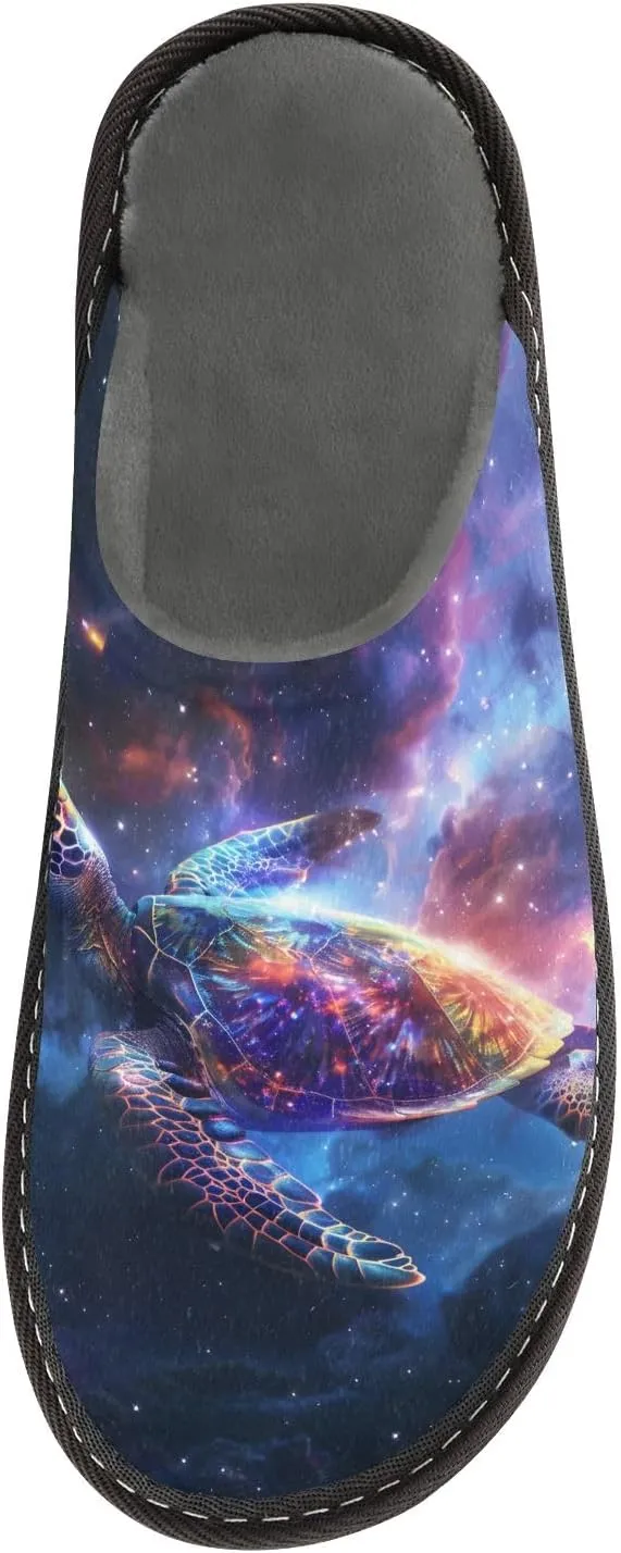 senya Cosmic Turtle Fuzzy Slippers Soft Home Bedroom Slippers for Women Men House Shoes