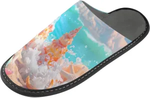 senya Seaside Beach Fuzzy Slippers Soft Home Bedroom Slippers for Women Men House Shoes
