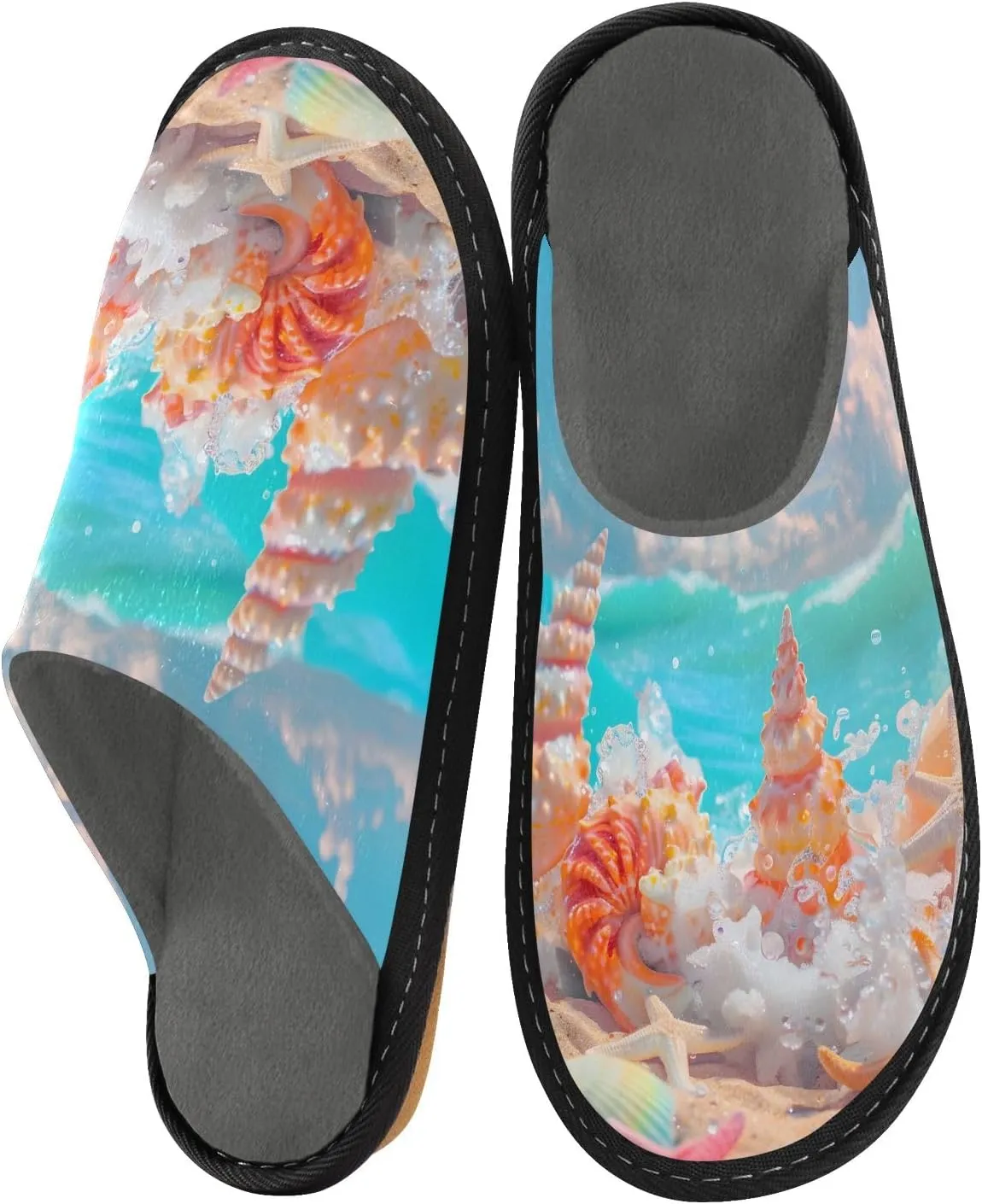 senya Seaside Beach Fuzzy Slippers Soft Home Bedroom Slippers for Women Men House Shoes