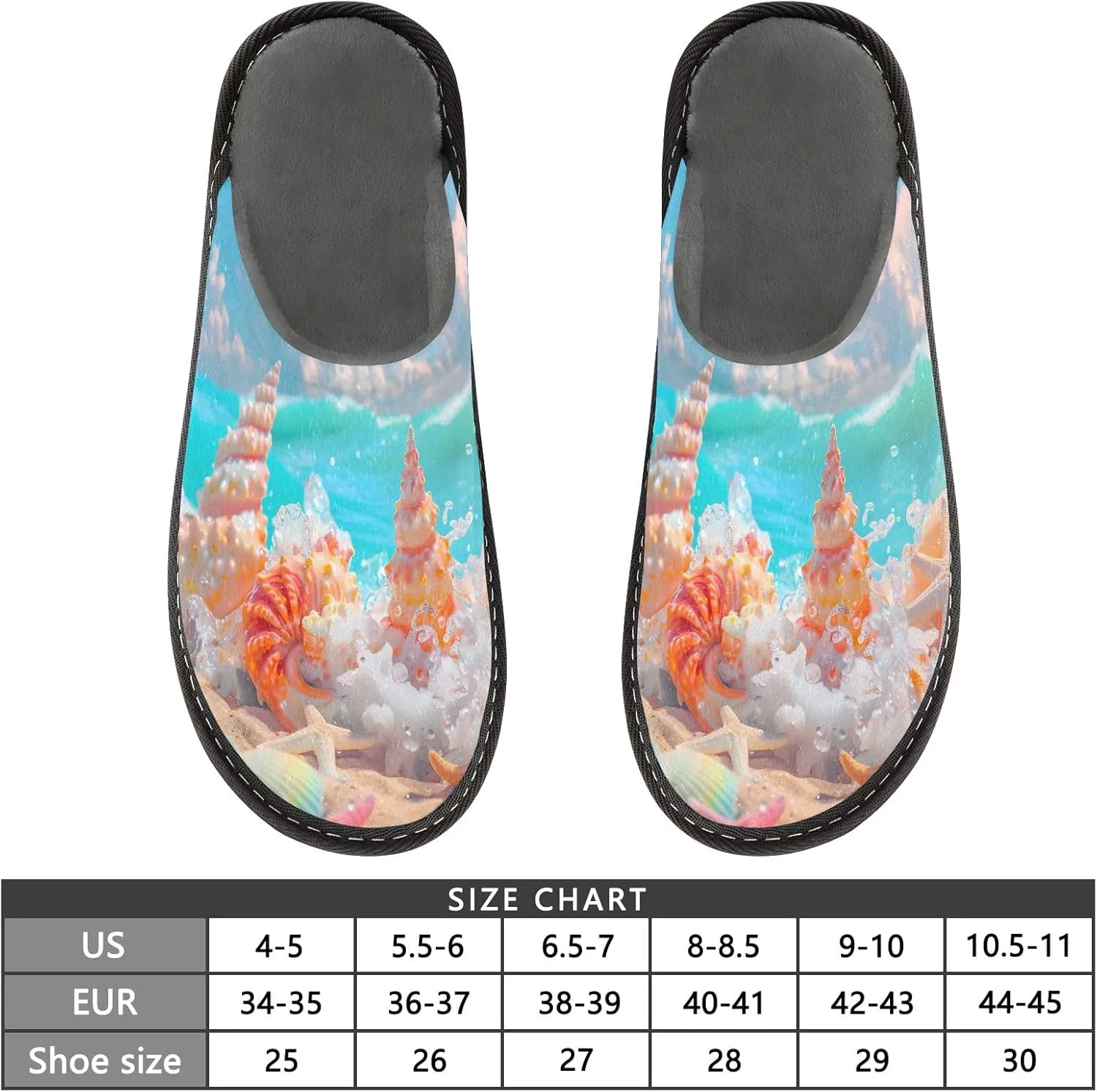 senya Seaside Beach Fuzzy Slippers Soft Home Bedroom Slippers for Women Men House Shoes