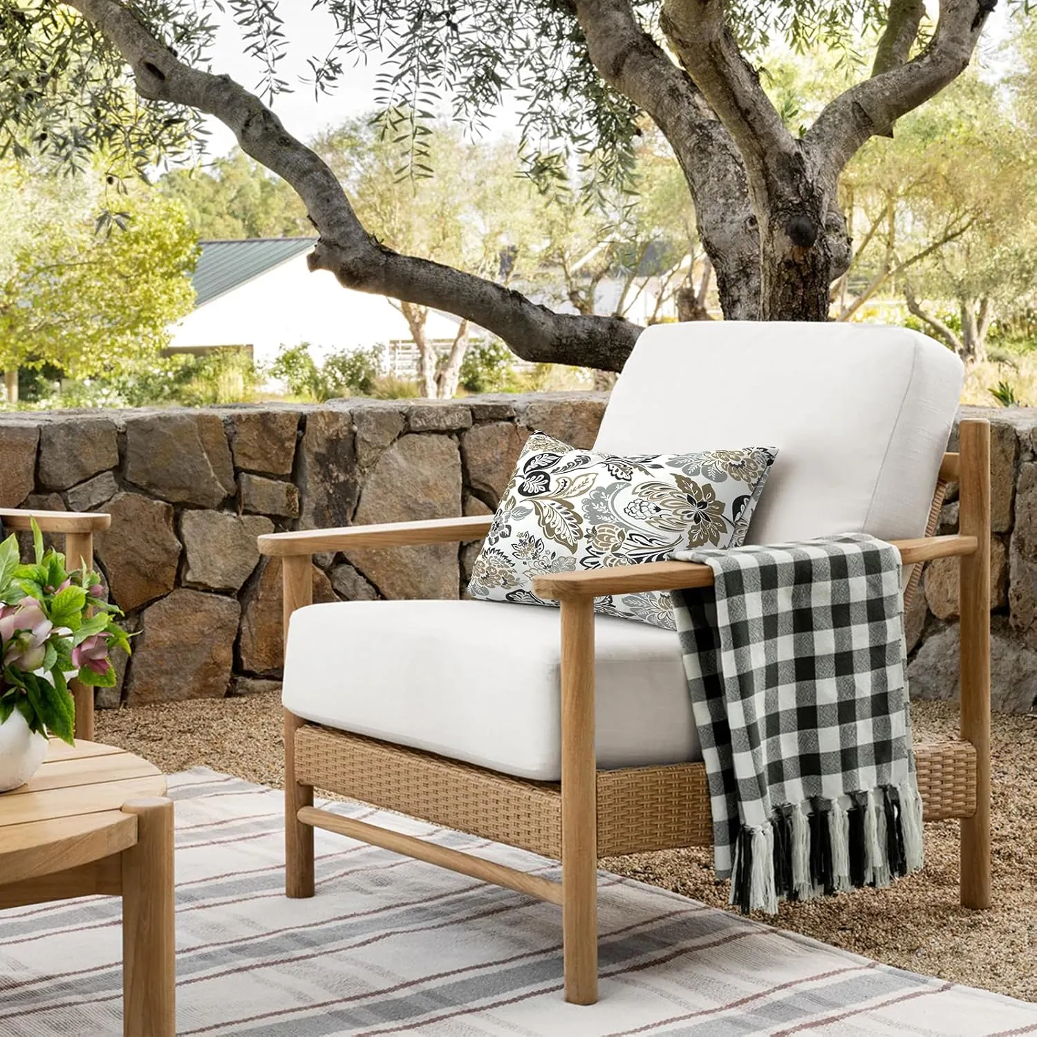 Set of 2 Outdoor Lumbar Pillows 12 x 20 Inch, Rectangle Patio Lumbar Pillows with Inner, Decorative Throw Pillows for Balcony, Porch, Couch and Patio Furniture Use - Dailey Tan
