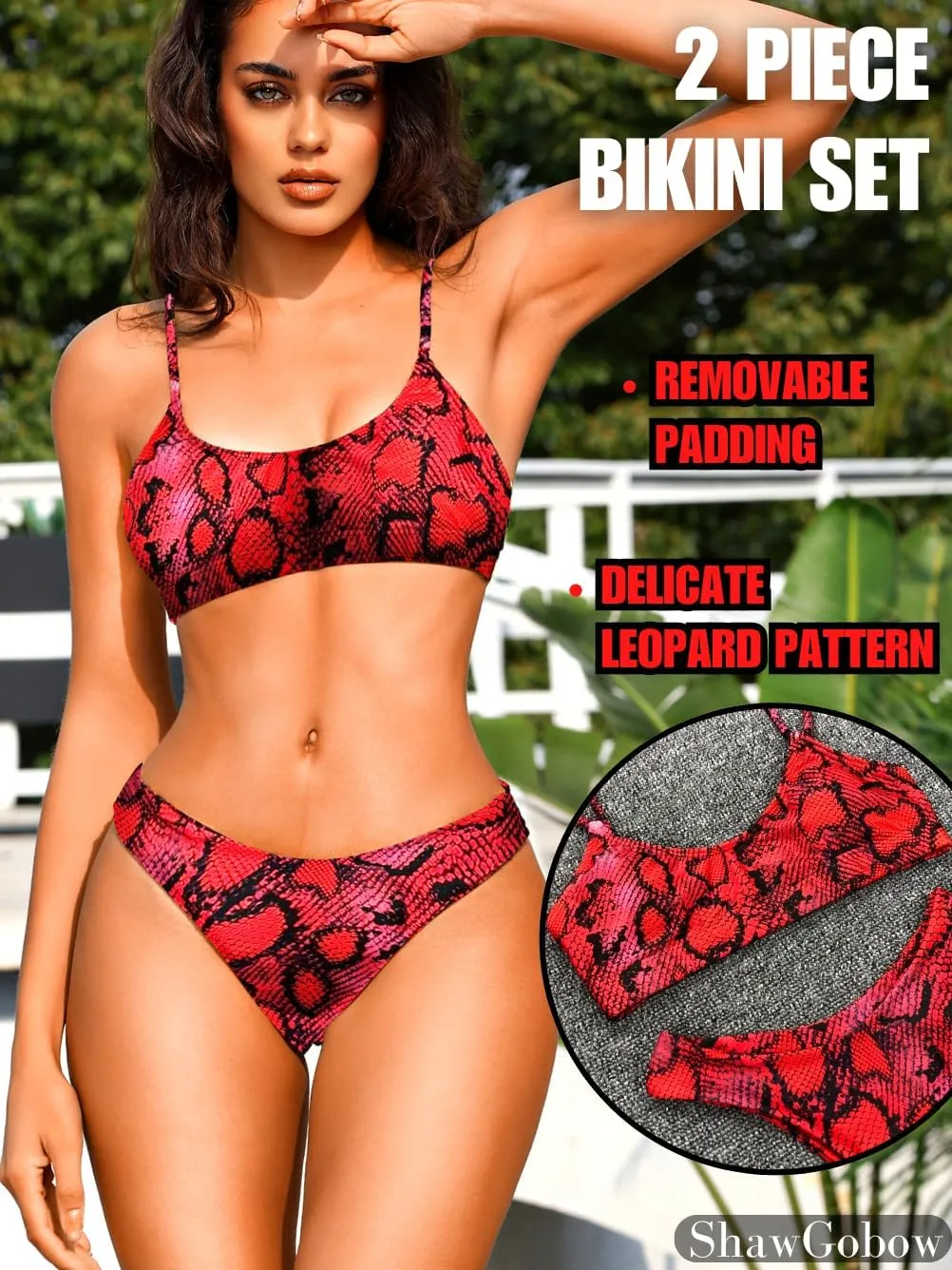 Sexy Leopard Bikini, Low Rise, Scoop Neck, 2 Piece