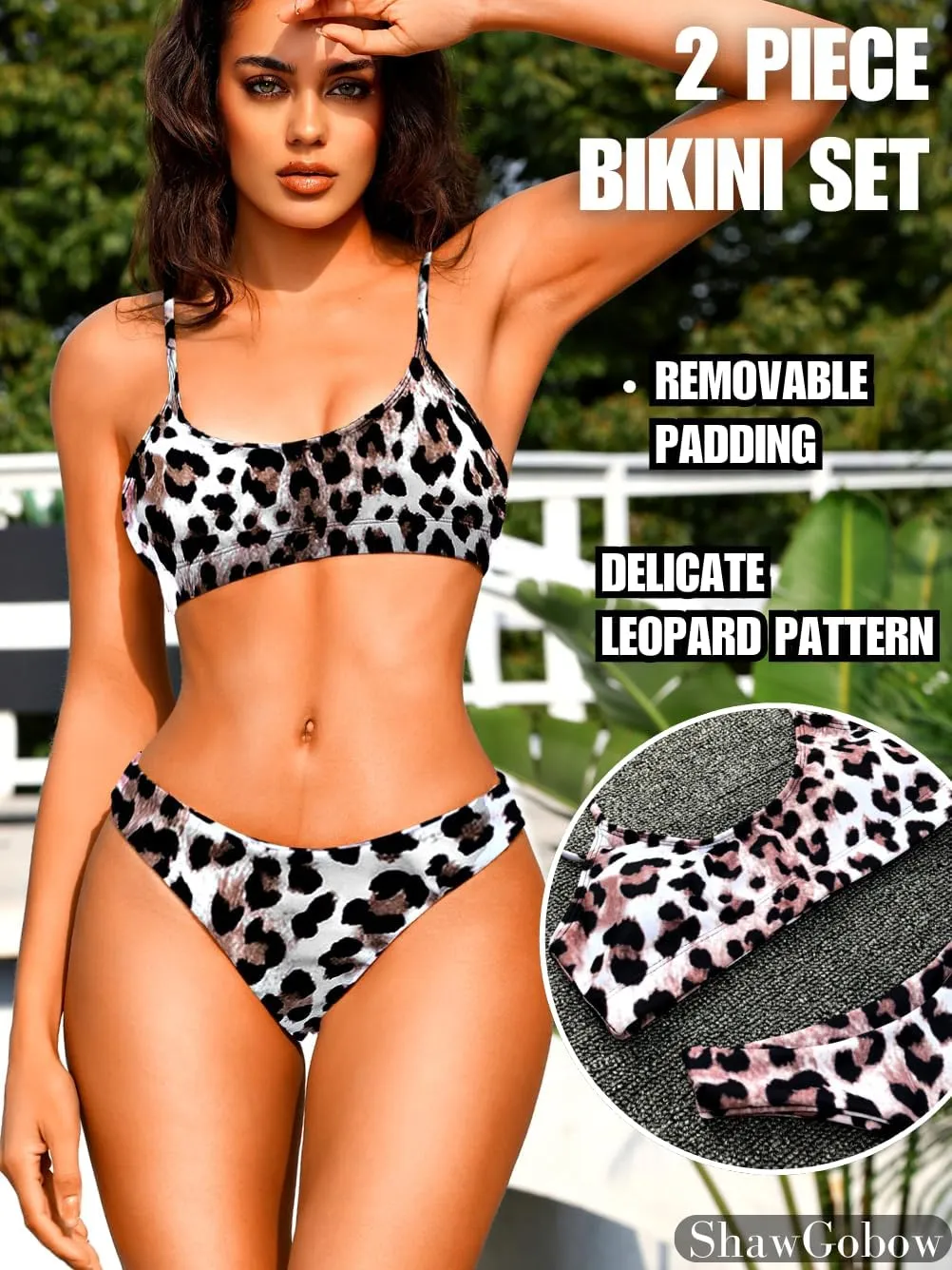 Sexy Leopard Bikini, Low Rise, Scoop Neck, 2 Piece