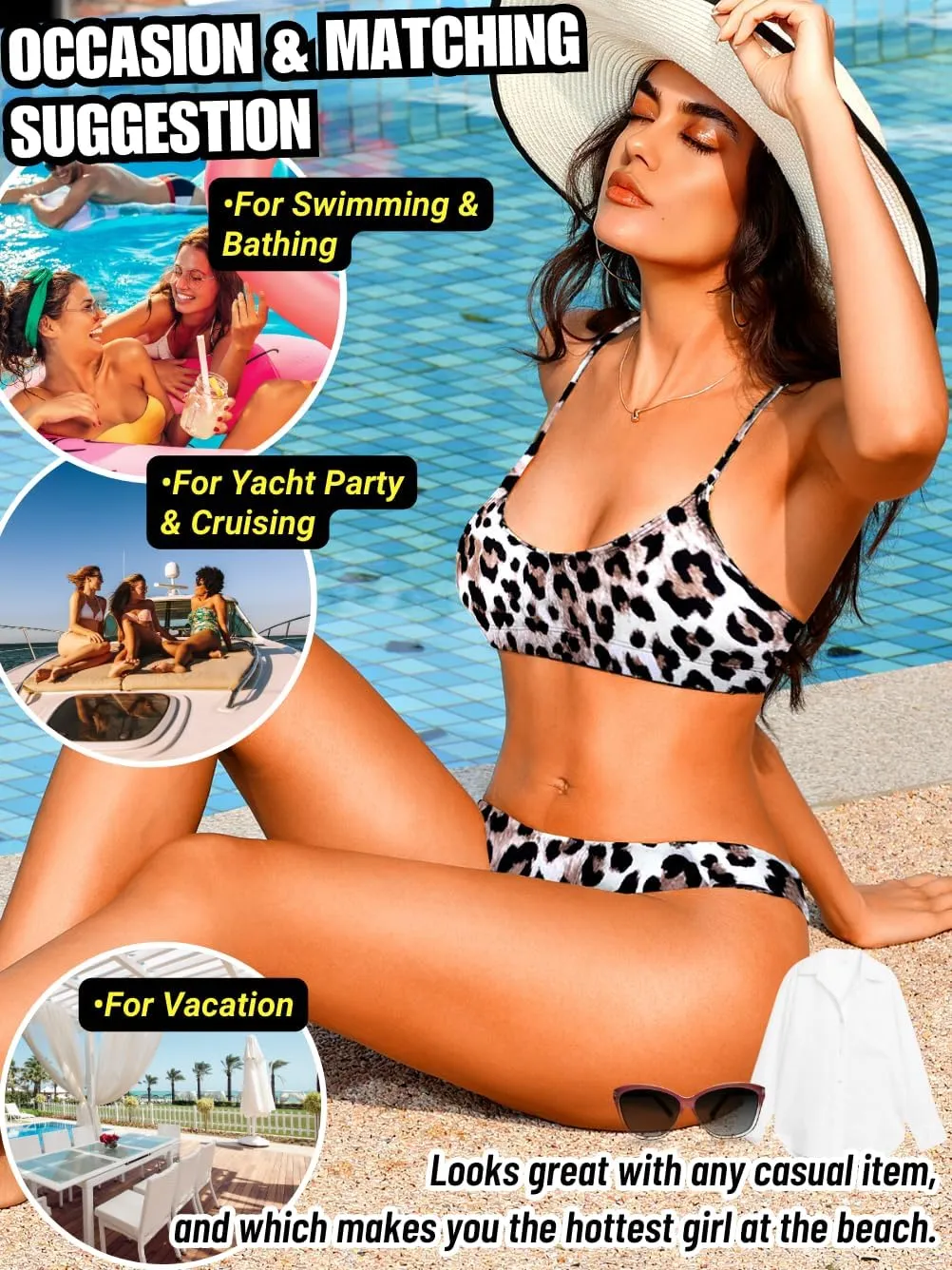 Sexy Leopard Bikini, Low Rise, Scoop Neck, 2 Piece