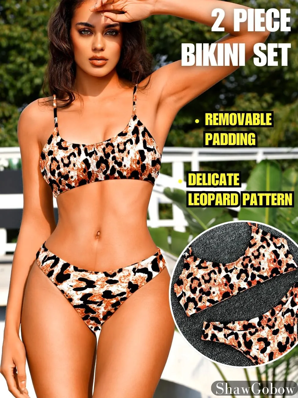 Sexy Leopard Bikini, Low Rise, Scoop Neck, 2 Piece