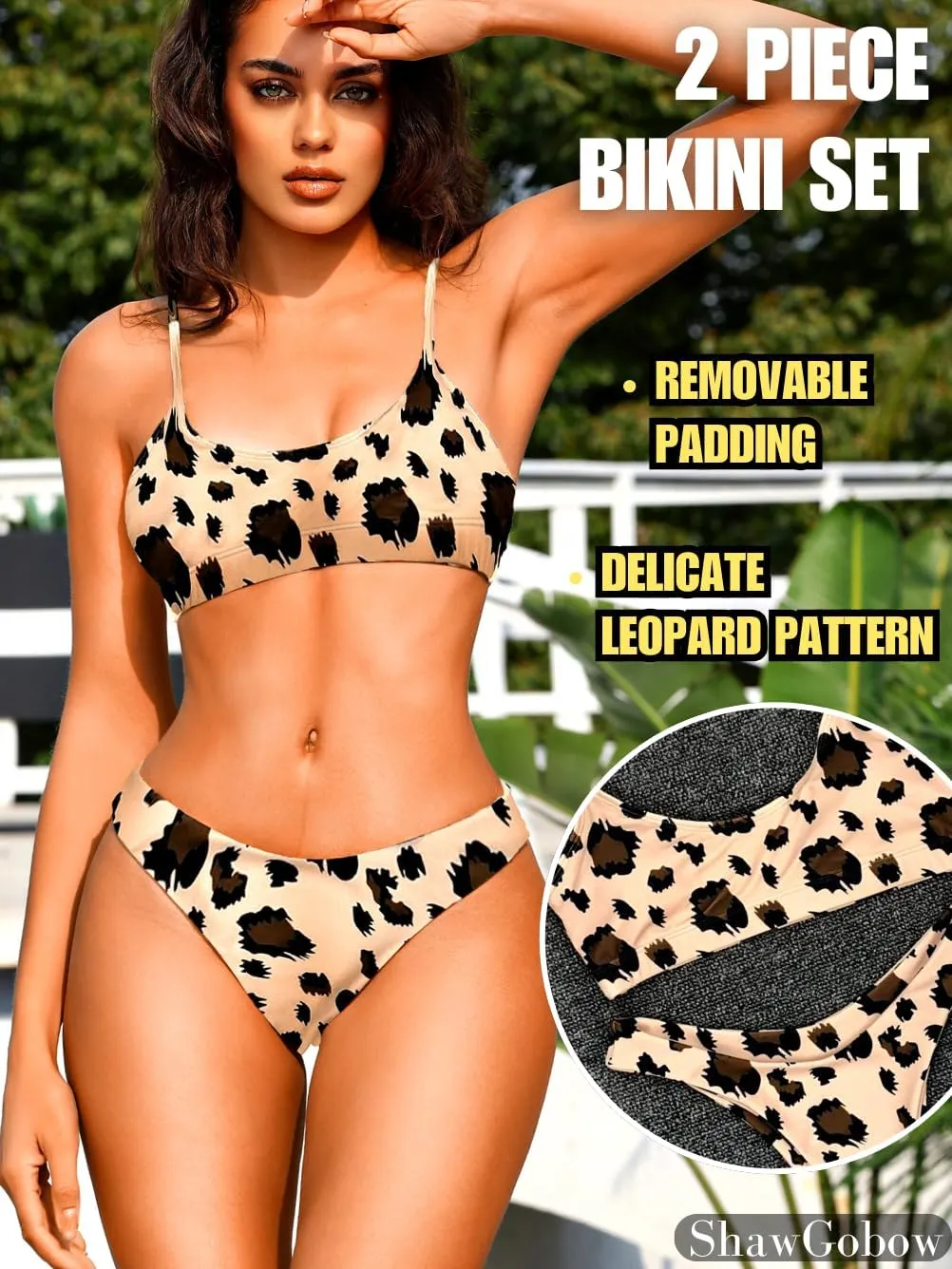 Sexy Leopard Bikini, Low Rise, Scoop Neck, 2 Piece