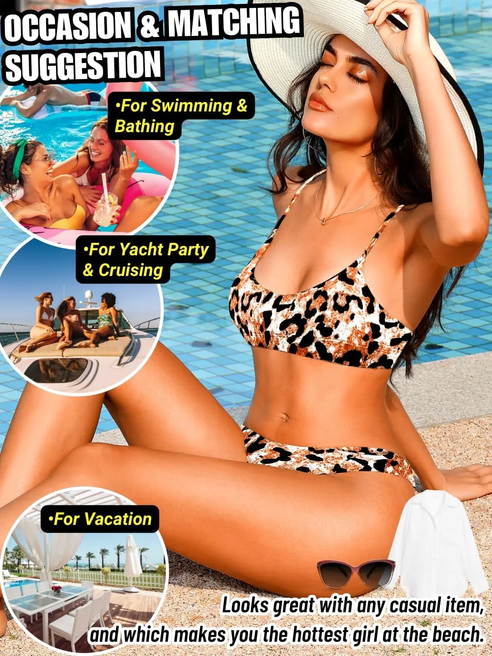 Sexy Leopard Bikini, Low Rise, Scoop Neck, 2 Piece