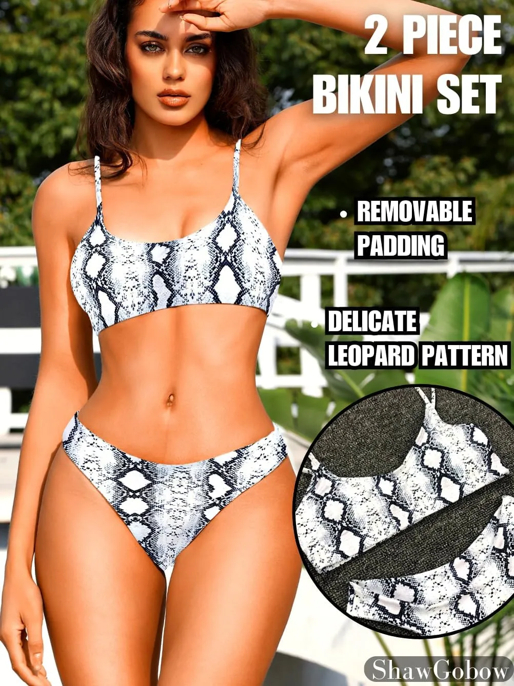 Sexy Leopard Bikini, Low Rise, Scoop Neck, 2 Piece