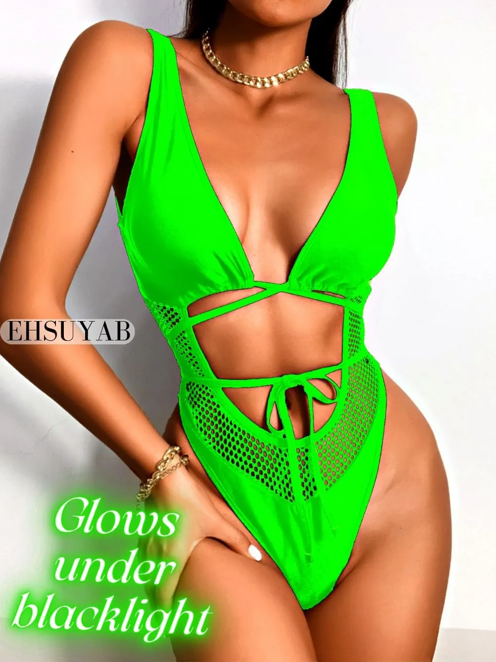 Sexy One Piece Swimsuits, High Cut Backless, Plunge Rave Outfits