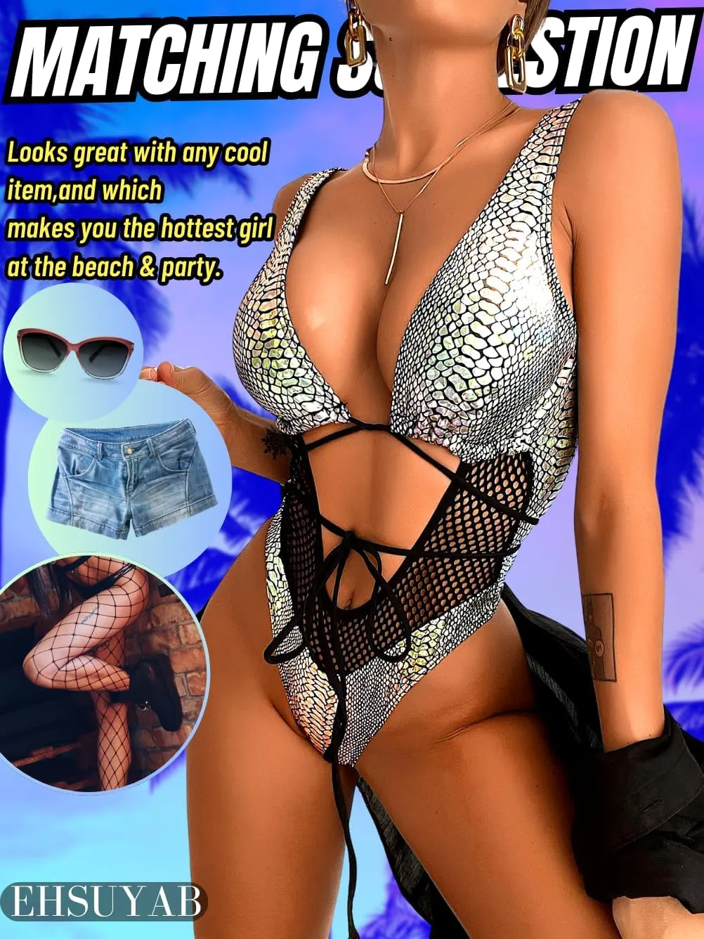 Sexy One Piece Swimsuits, High Cut Backless, Plunge Rave Outfits