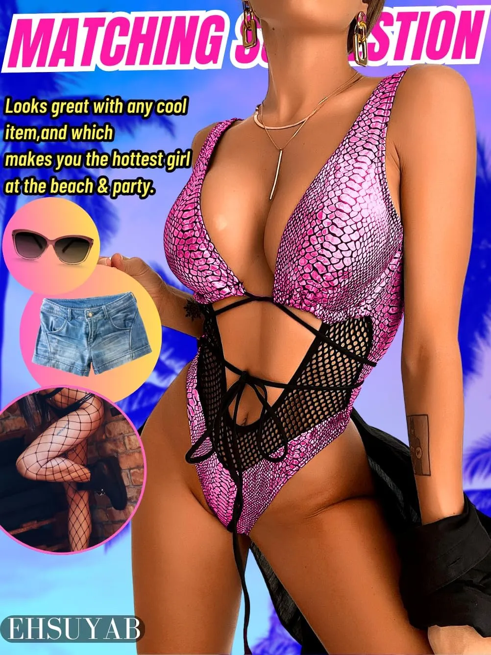 Sexy One Piece Swimsuits, High Cut Backless, Plunge Rave Outfits