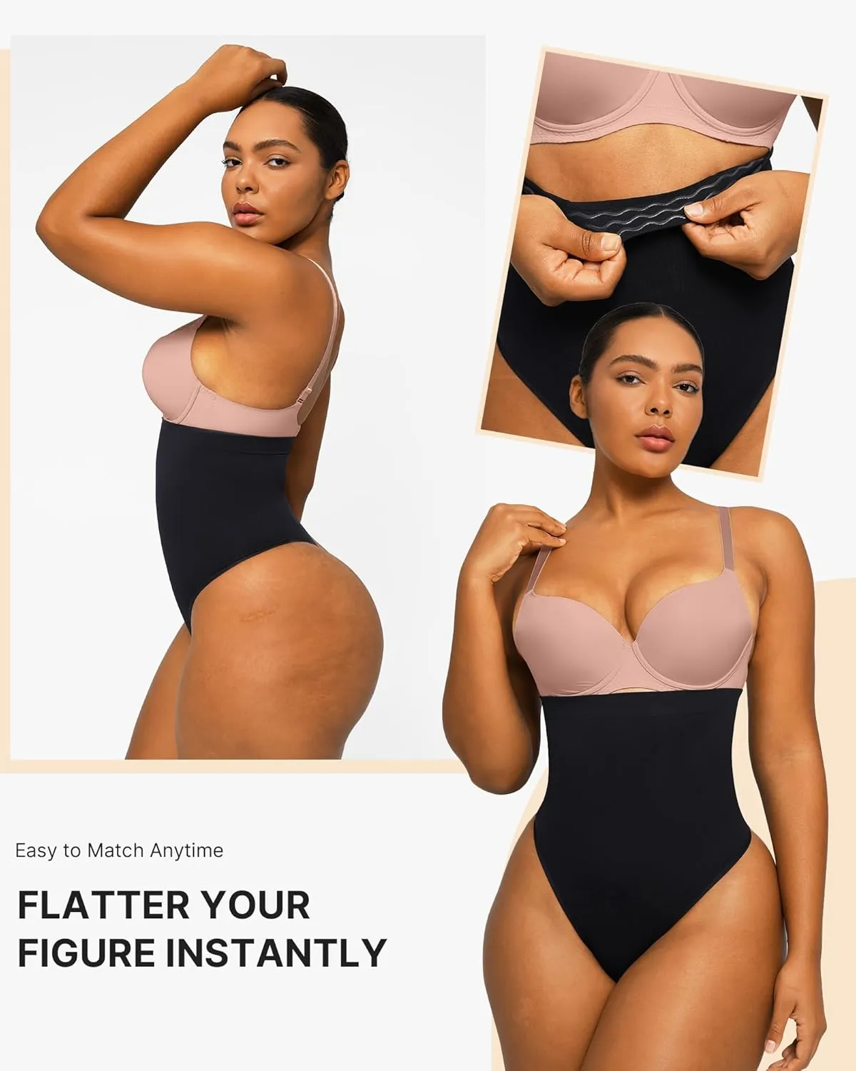 SHAPELLX Shapewear Tummy Control Seamless High Waisted Body Shaper Waist Slimming Thong Underwear Girdle Tummy Slimmer