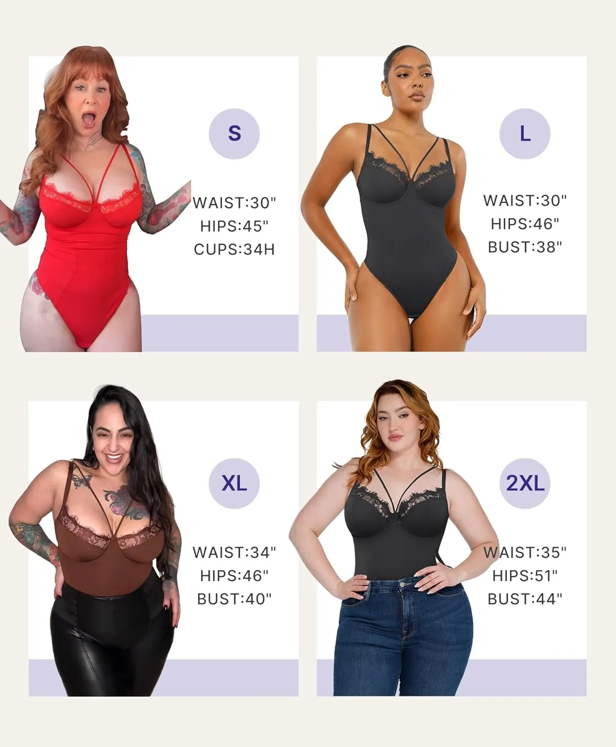 SHAPELLX Women's Shapewear Bodysuit Tummy Control Body Shaper Lace Sculpting Snatched Waist Body Suit V Neck Thong Bodysuit