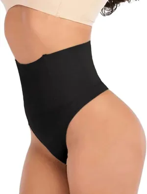 ShaperQueen102B Tummy Control Shapewear Thong for Women – Black High Waist Tummy Control Thong, Waist Cincher for Women