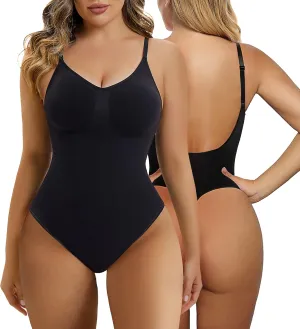 SHAPERX Low Back Bodysuit for Women Tummy Control Shapewear Seamless Sculpting Body Shaper Thong Tank Top
