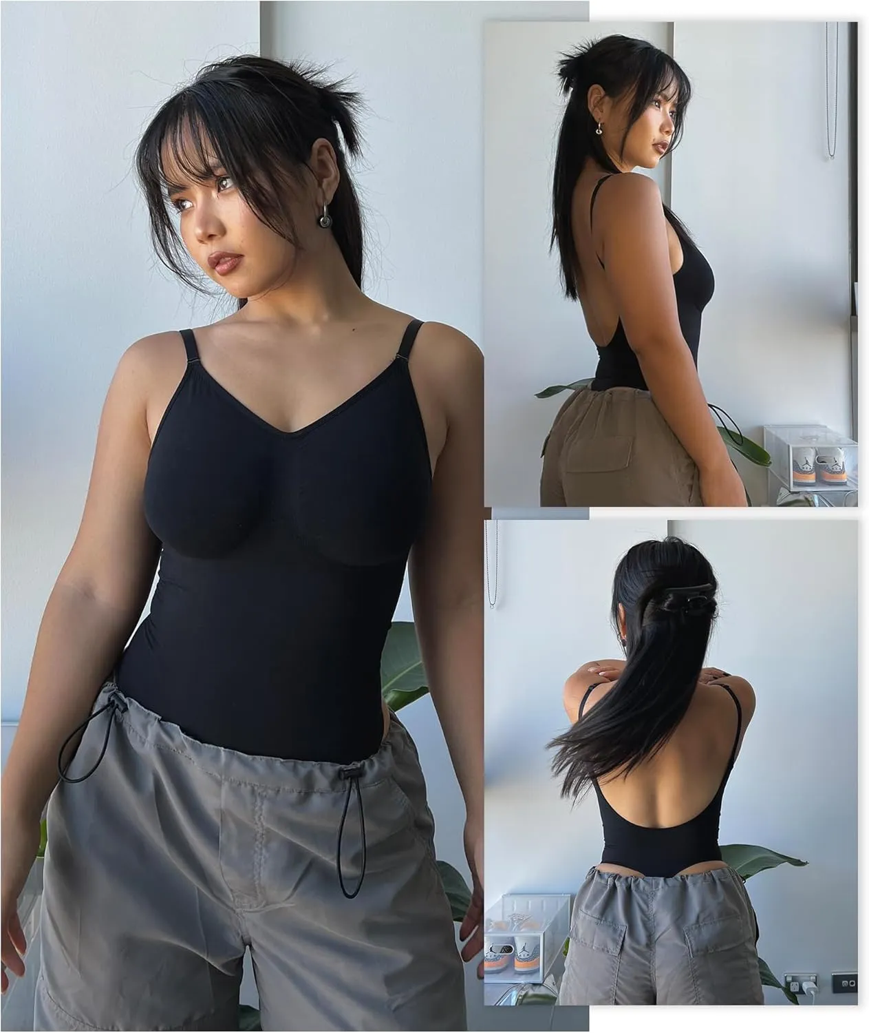 SHAPERX Low Back Bodysuit for Women Tummy Control Shapewear Seamless Sculpting Body Shaper Thong Tank Top
