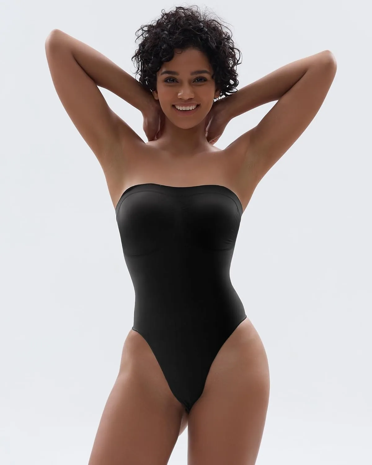 SHAPERX Strapless Shortie Bodysuit for Women Tummy Control Shapewear Seamless Sculpt Body Shaper with Removable Straps
