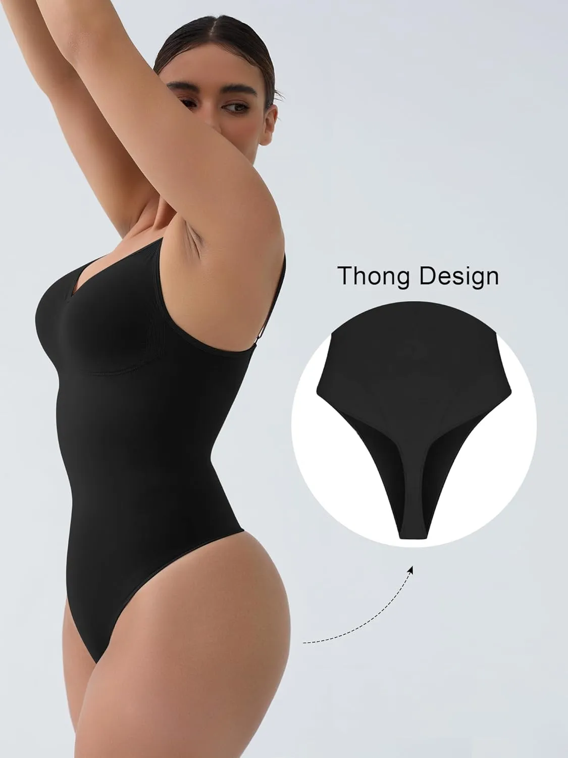 SHAPERX Women's Seamless Tummy Control Shapewear Bodysuit Thong Sculpting Body Shaper for a Snatched Waist