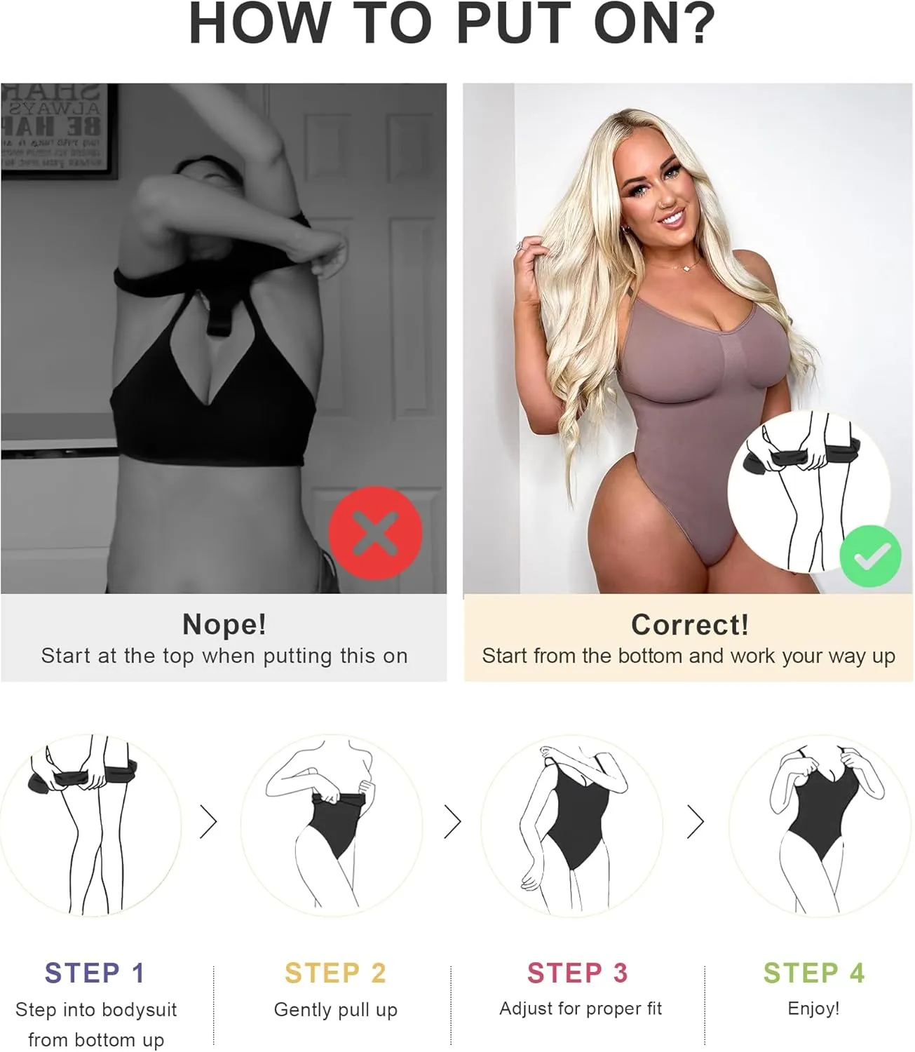 SHAPERX Women's Shapewear Bodysuit Tummy Control Body Shaper Seamless Sculpting Snatched Waist Body Suit