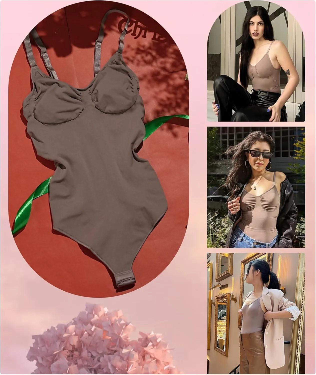 SHAPERX Women's Shapewear Bodysuit Tummy Control Body Shaper Seamless Sculpting Snatched Waist Body Suit