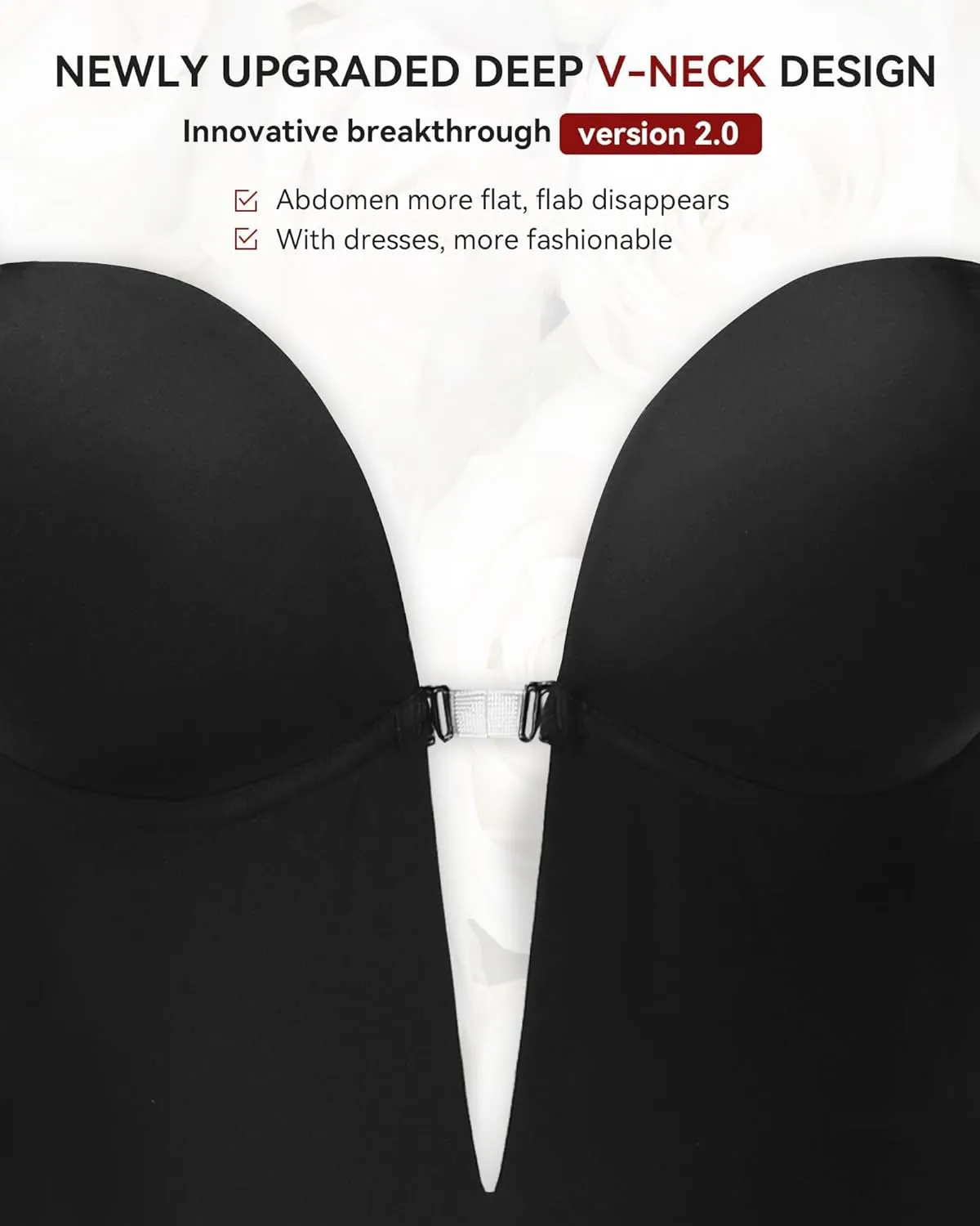 SHAPSHE Low Back Plunge Shapewear Backless Deep V Neck Bra Body Shaper Bodysuit Seamless Thong Daily Use Open Crotch