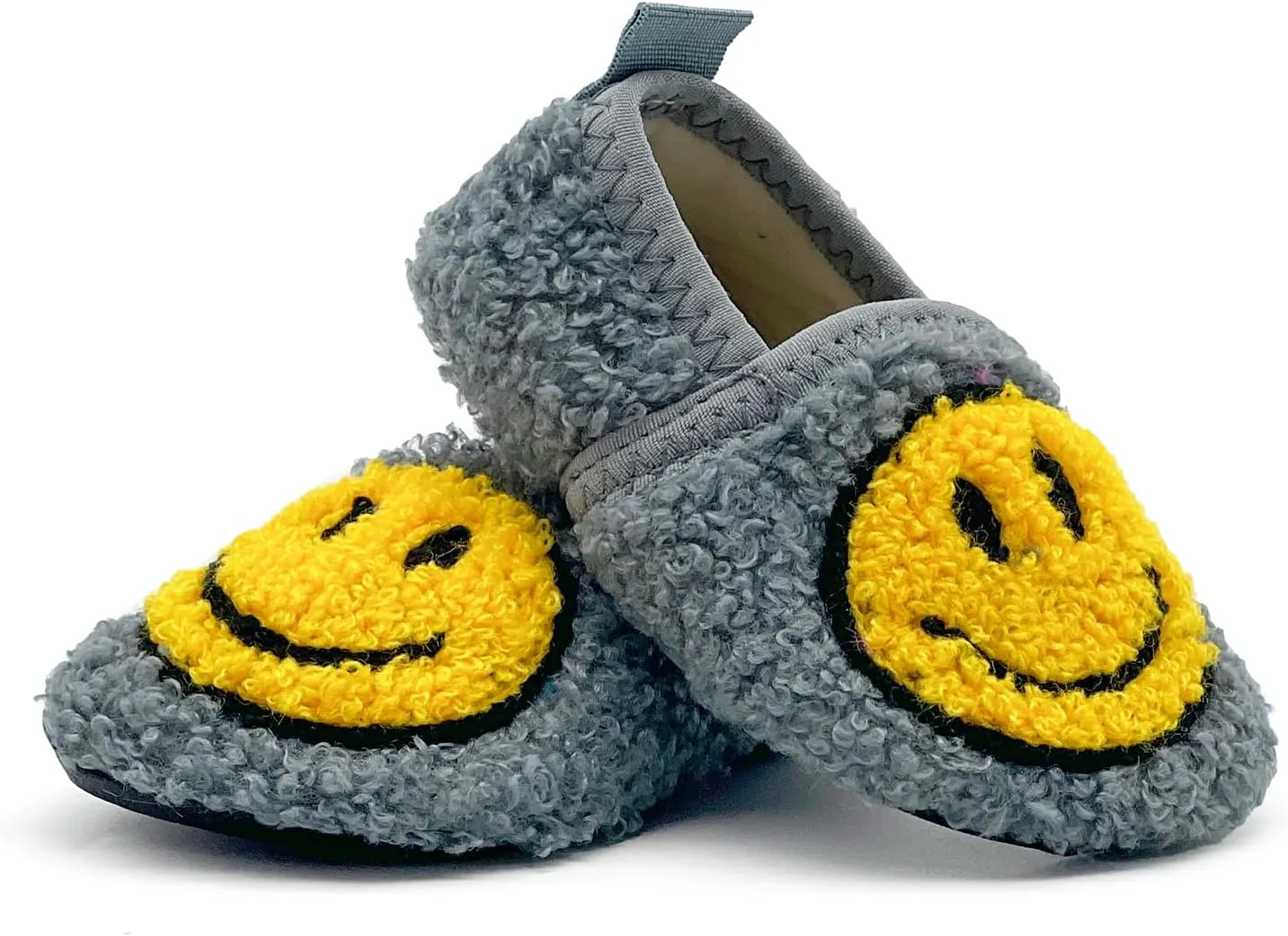 sharllen Smile Face Slippers Kids Girls Boys Plush Cute Warm Soft Happy Face Socks Slippers Shoes Fuzzy Cozy Non-Slip Toddler Slide Slippers for Little Big Kids Winter Indoor Outdoor