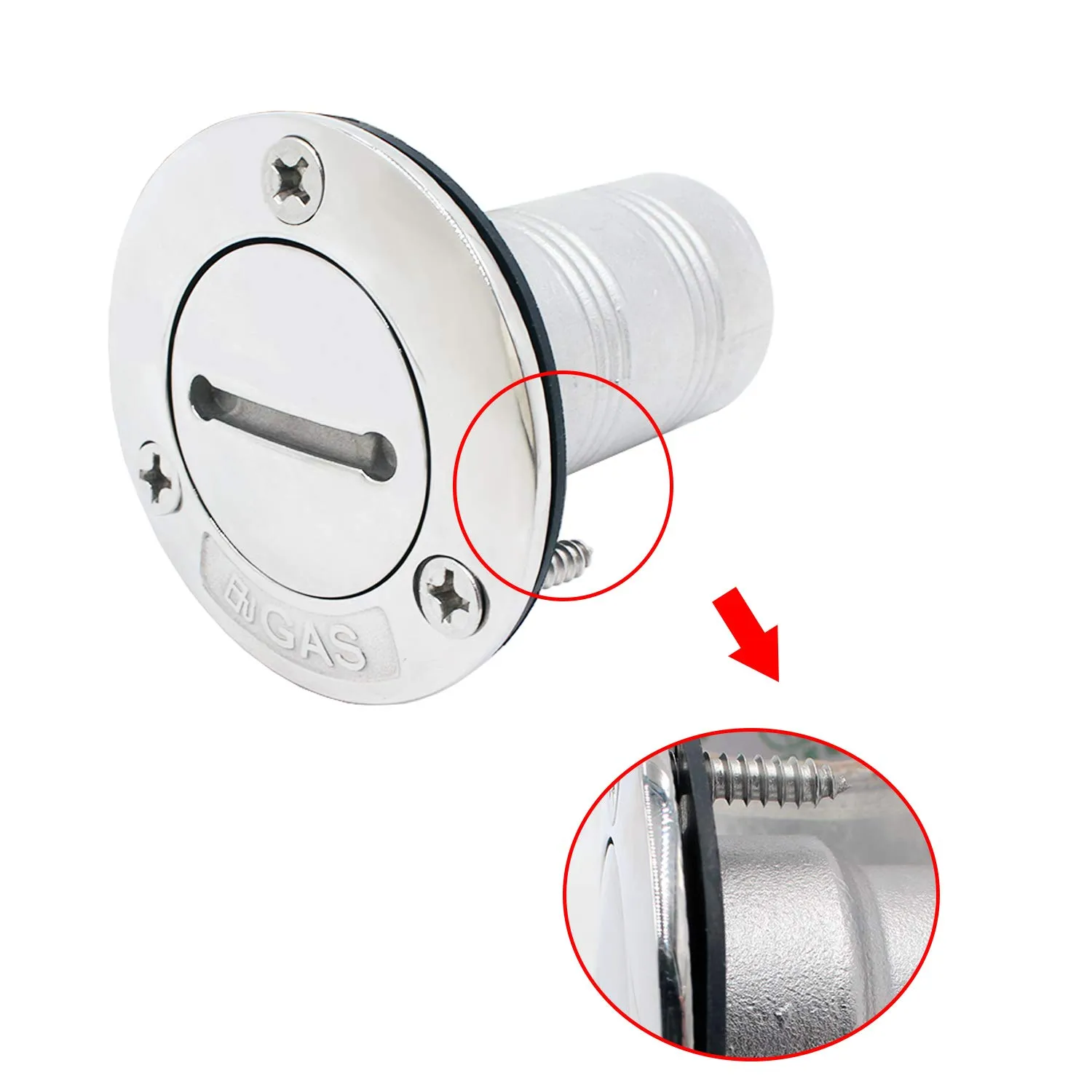 SHENGHUISS Boat Deck Gas Fill/Filler 1-1/2 Inch(38mm) with Key C Cap 316 Stainless Steel Boat Deck Hardware for Boat, Yacht, Caravan