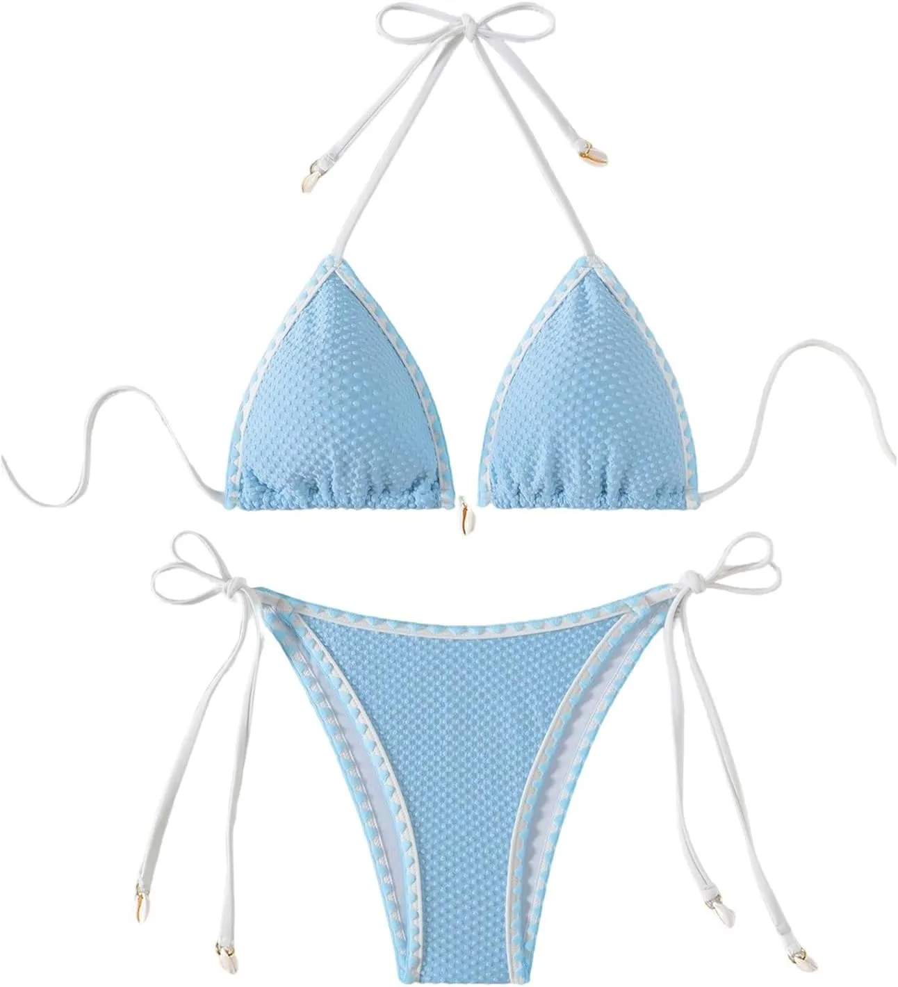 SHENHE Women's 2 Piece Triangle Beach Bikini Sets Color Block Halter Swimsuit Bathing Suit
