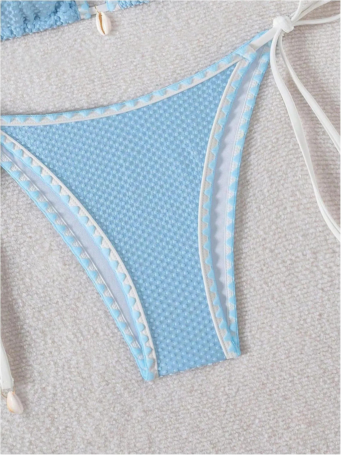 SHENHE Women's 2 Piece Triangle Beach Bikini Sets Color Block Halter Swimsuit Bathing Suit