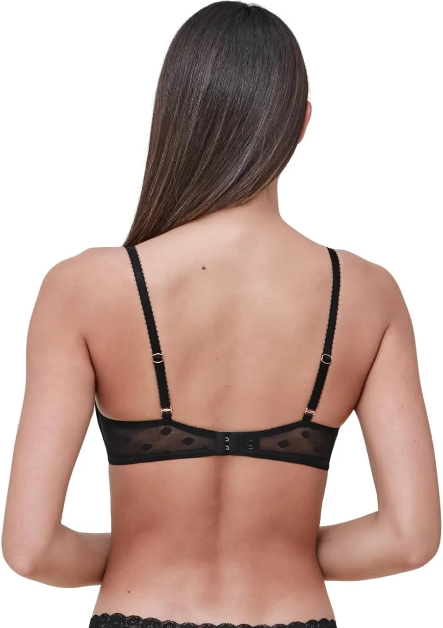Skarlett Blue Dare Fully Adjustable Comfortable Everyday Demi T Shirt Bra with Dotted Stretch Lace and Foam Pads