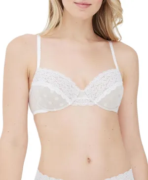 Skarlett Blue Dare Fully Adjustable Comfortable Everyday Demi T Shirt Bra with Dotted Stretch Lace and Foam Pads