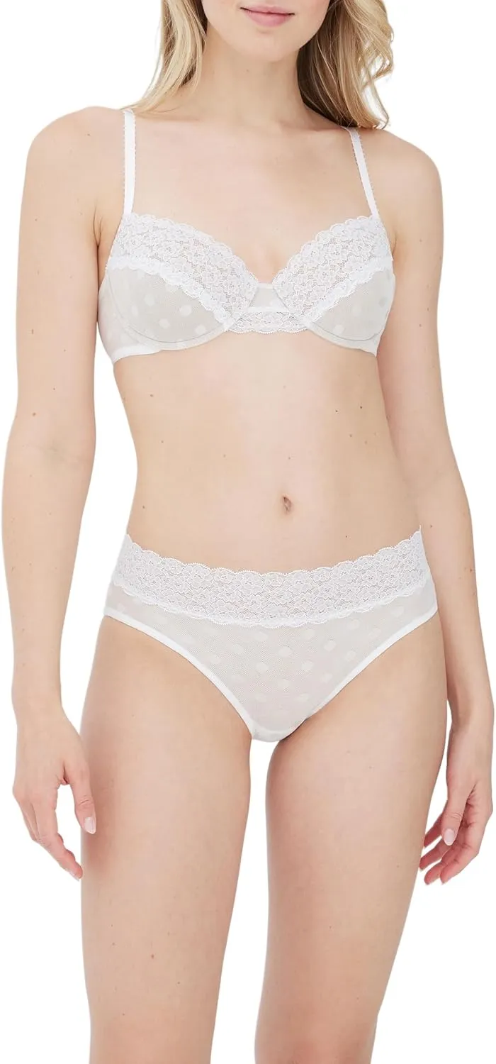 Skarlett Blue Dare Fully Adjustable Comfortable Everyday Demi T Shirt Bra with Dotted Stretch Lace and Foam Pads