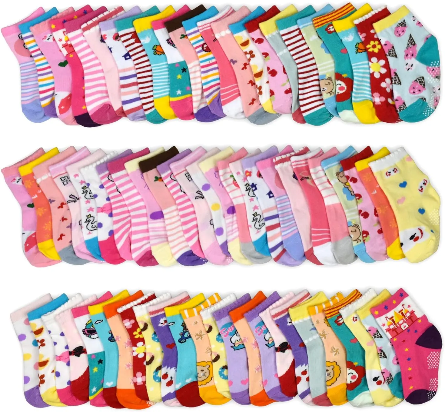 SkiBeaut Toddlers Kids Non Slip Socks Grips Sticky Slippery Crew Socks for 1-7 Years Old 12 Pairs Children Boys Girls Socks