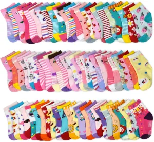 SkiBeaut Toddlers Kids Non Slip Socks Grips Sticky Slippery Crew Socks for 1-7 Years Old 12 Pairs Children Boys Girls Socks