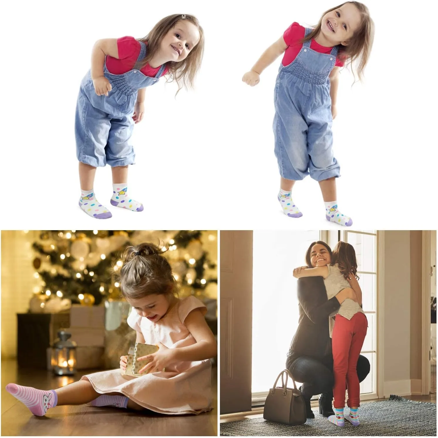 SkiBeaut Toddlers Kids Non Slip Socks Grips Sticky Slippery Crew Socks for 1-7 Years Old 12 Pairs Children Boys Girls Socks