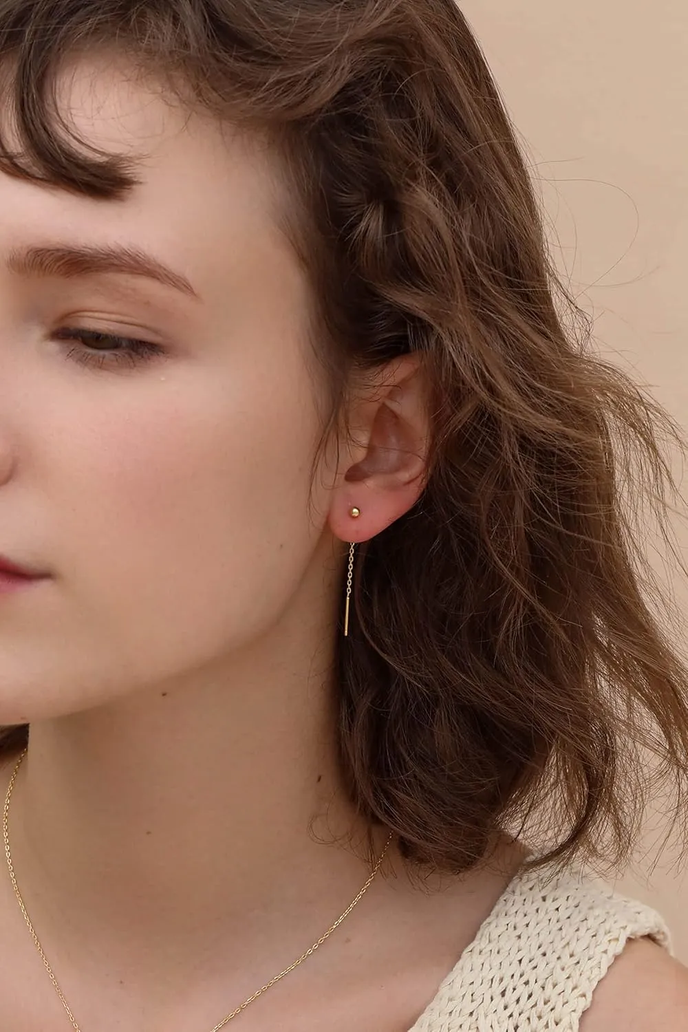 S.Leaf Threader Earrings for Women Threader Earrings Sterling Silver Chain Earrings Tassel Earrings Gold Earrings for Women