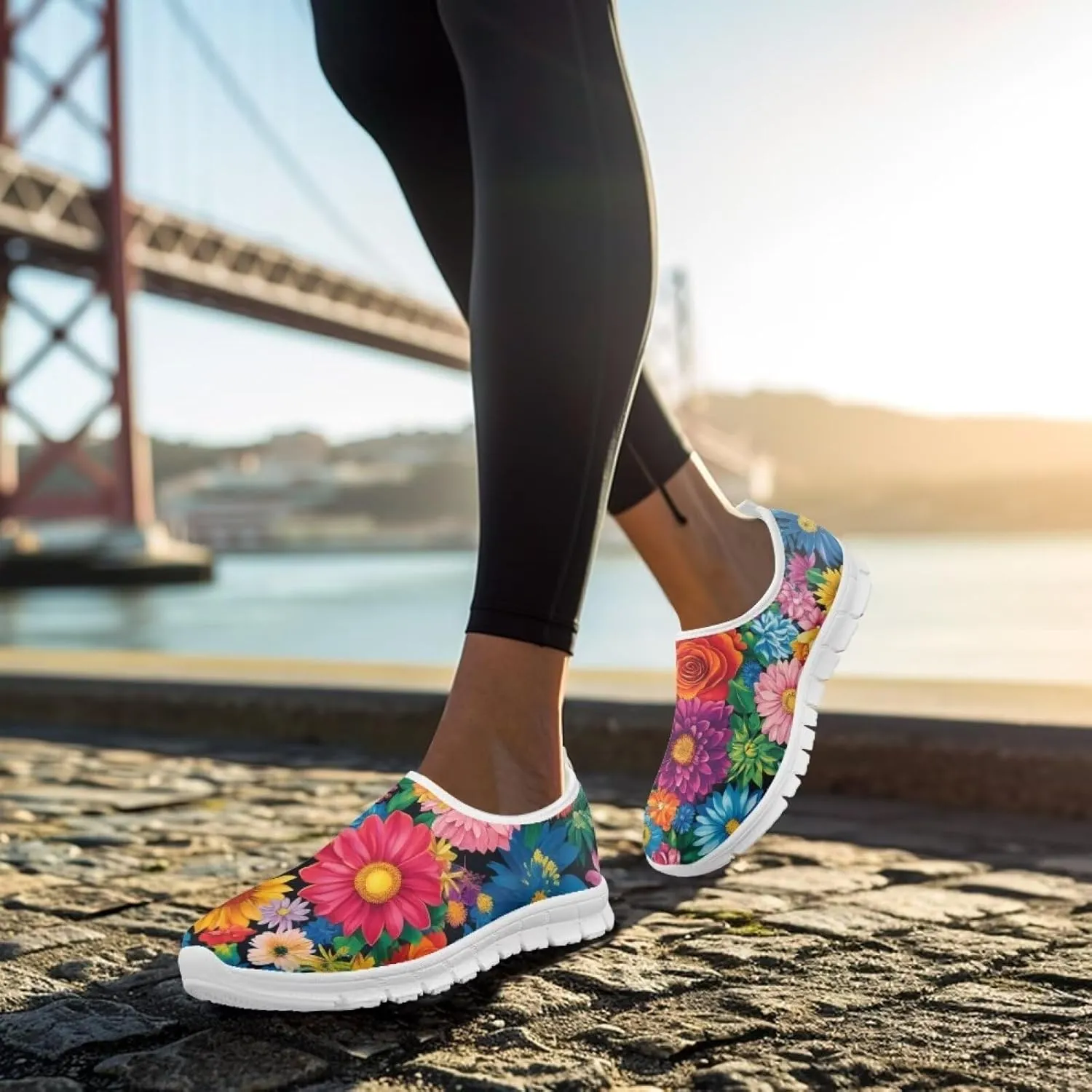 Slip On Walking Shoes for Women Knit Mesh Casual Shoes Non Slip Size 5-10.5