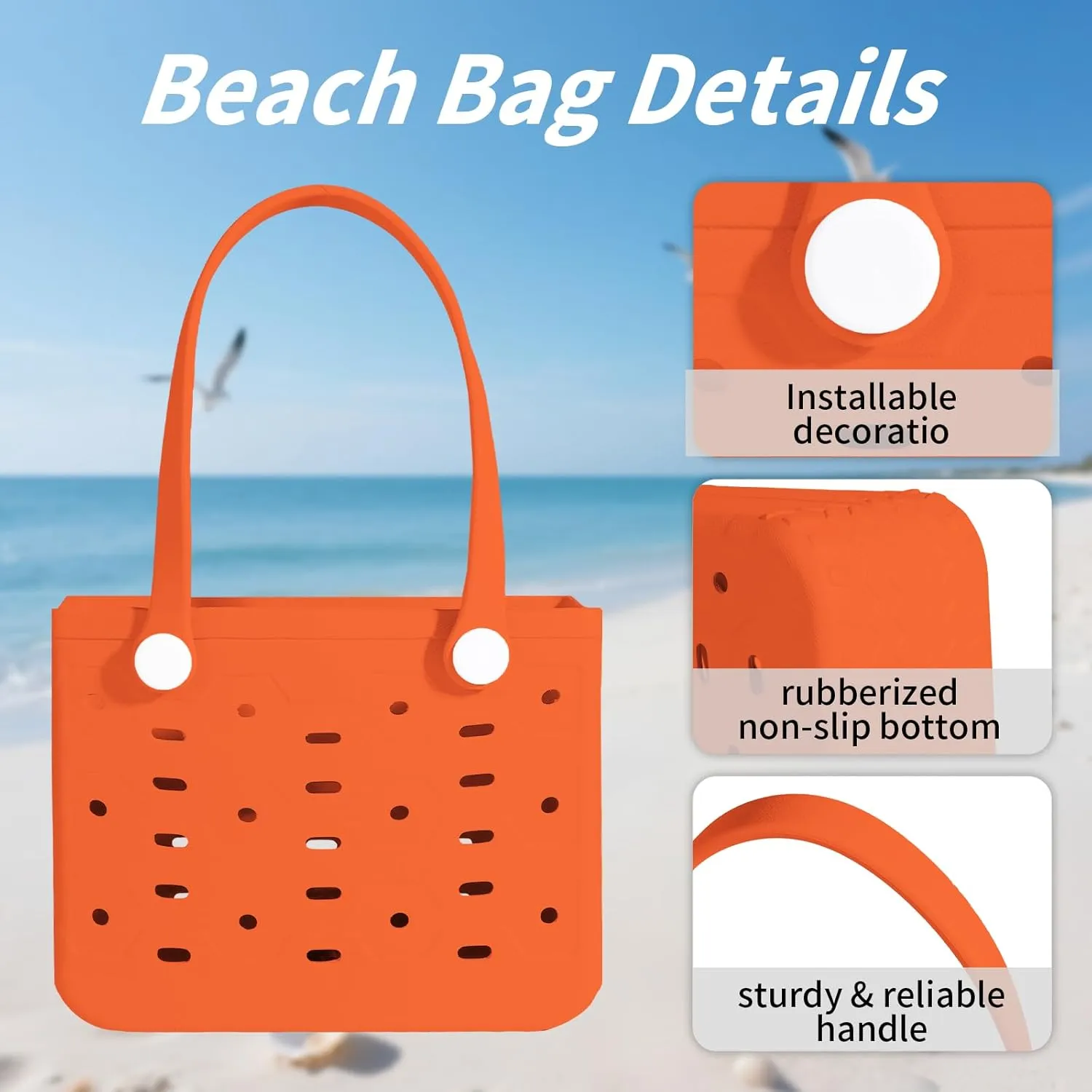 Small Rubber Beach Bag for adults & kids, Travel Tote Bag for the Beach Boat Pool