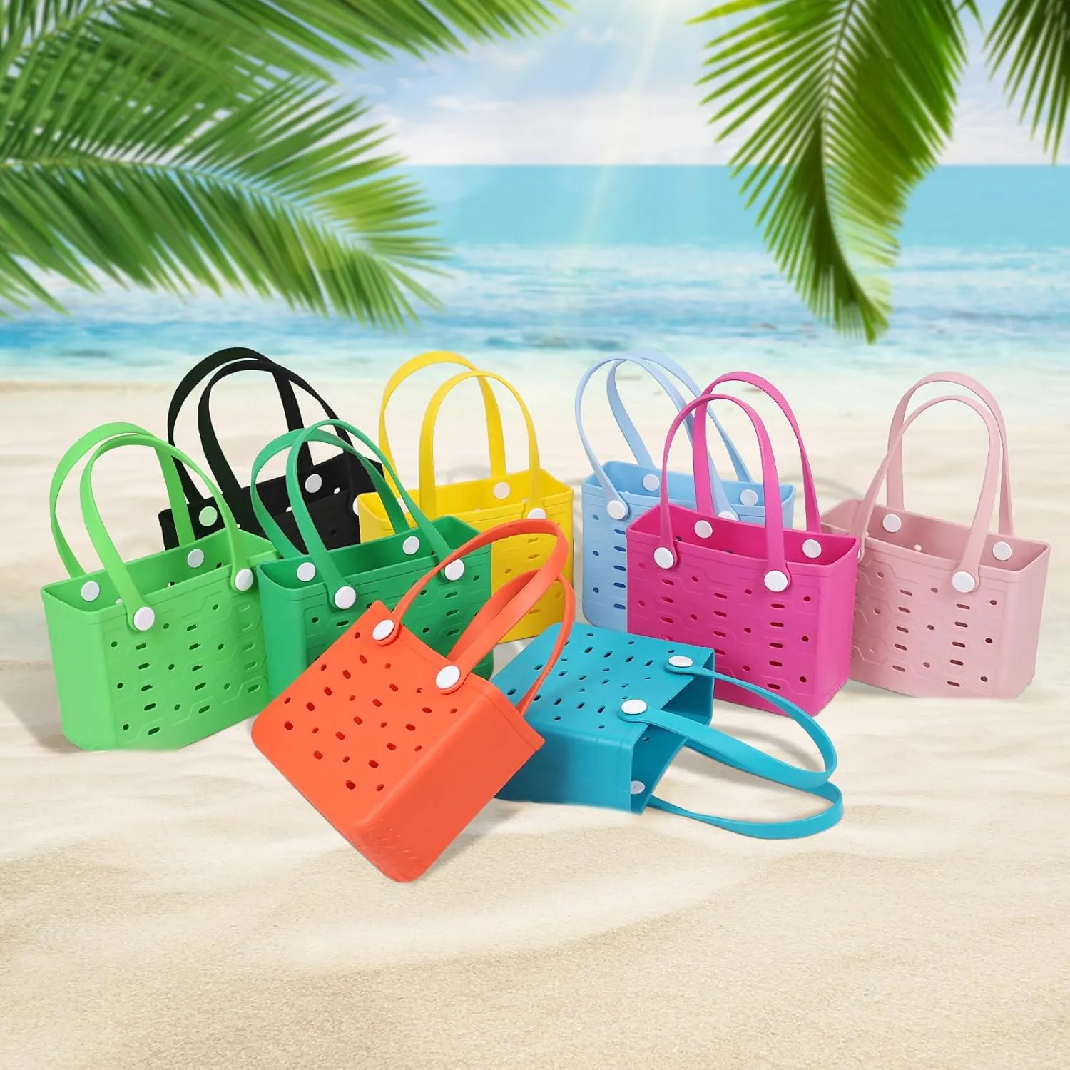Small Rubber Beach Bag for kids, Travel Tote Bag for the Beach Boat Pool