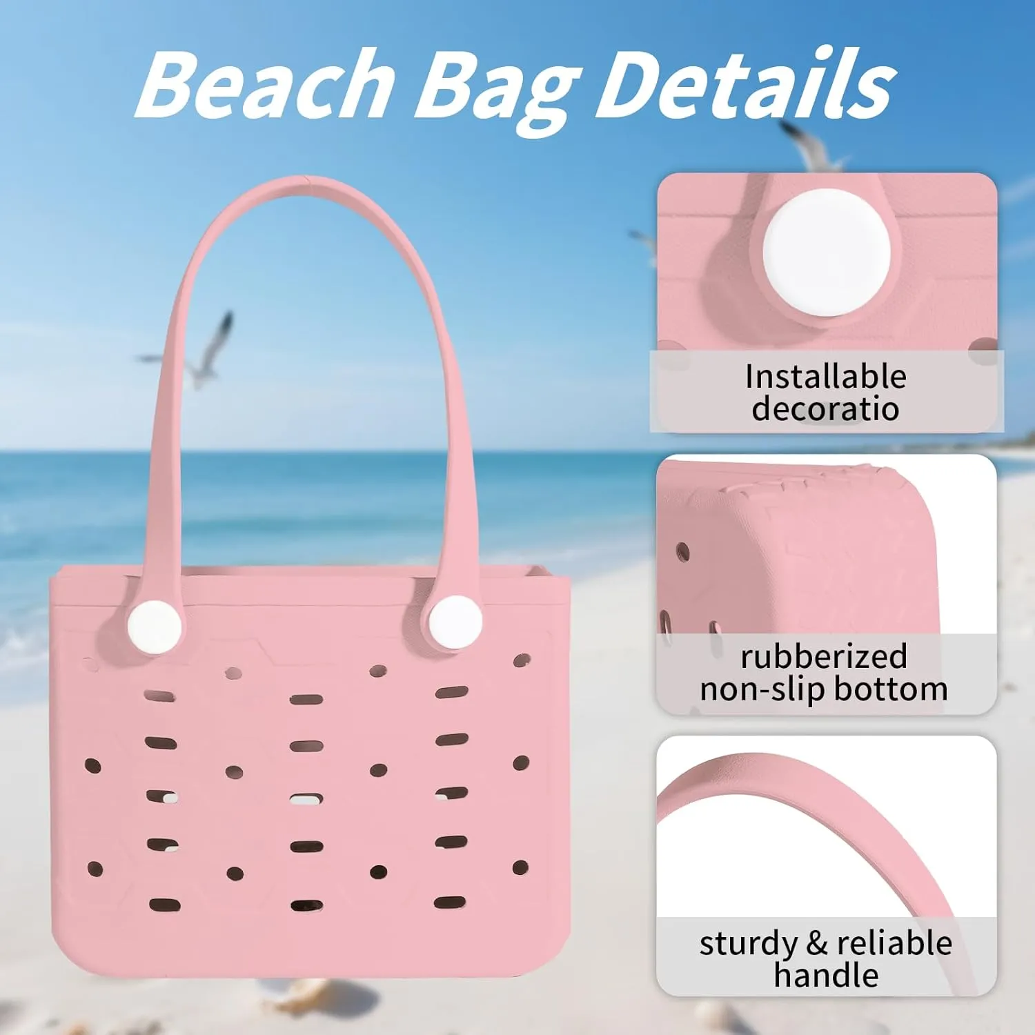 Small Rubber Beach Bag for kids, Travel Tote Bag for the Beach Boat Pool