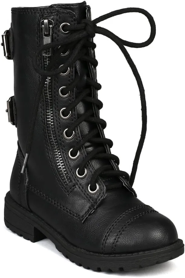 Soda Girls Kids Dome-2S Lace Up Military Combat Boots