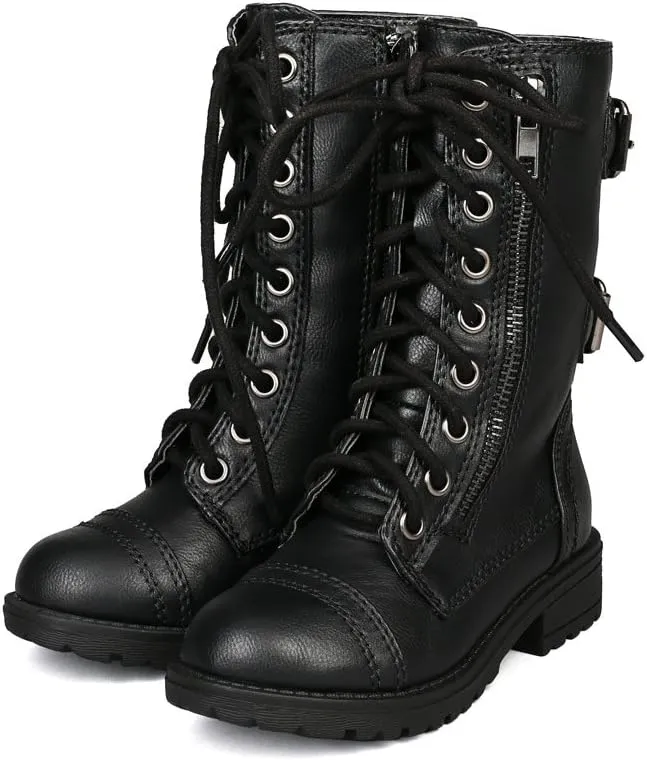 Soda Girls Kids Dome-2S Lace Up Military Combat Boots