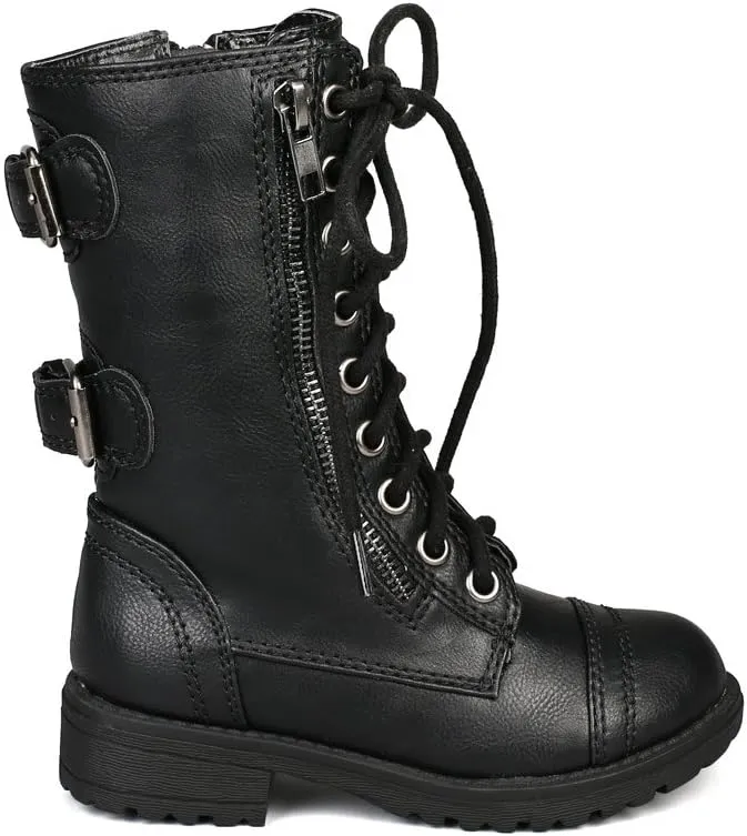 Soda Girls Kids Dome-2S Lace Up Military Combat Boots