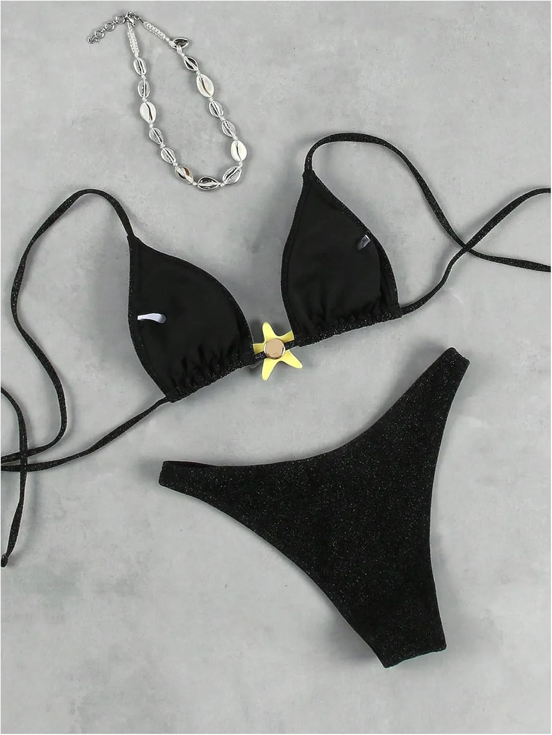 SOLY HUX Women's Sexy Halter Triangle Bikini Set Tie String Swimsuit High Cut Thong Two Piece Bathing Suit
