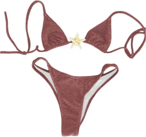 SOLY HUX Women's Sexy Halter Triangle Bikini Set Tie String Swimsuit High Cut Thong Two Piece Bathing Suit