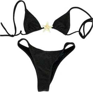 SOLY HUX Women's Sexy Halter Triangle Bikini Set Tie String Swimsuit High Cut Thong Two Piece Bathing Suit