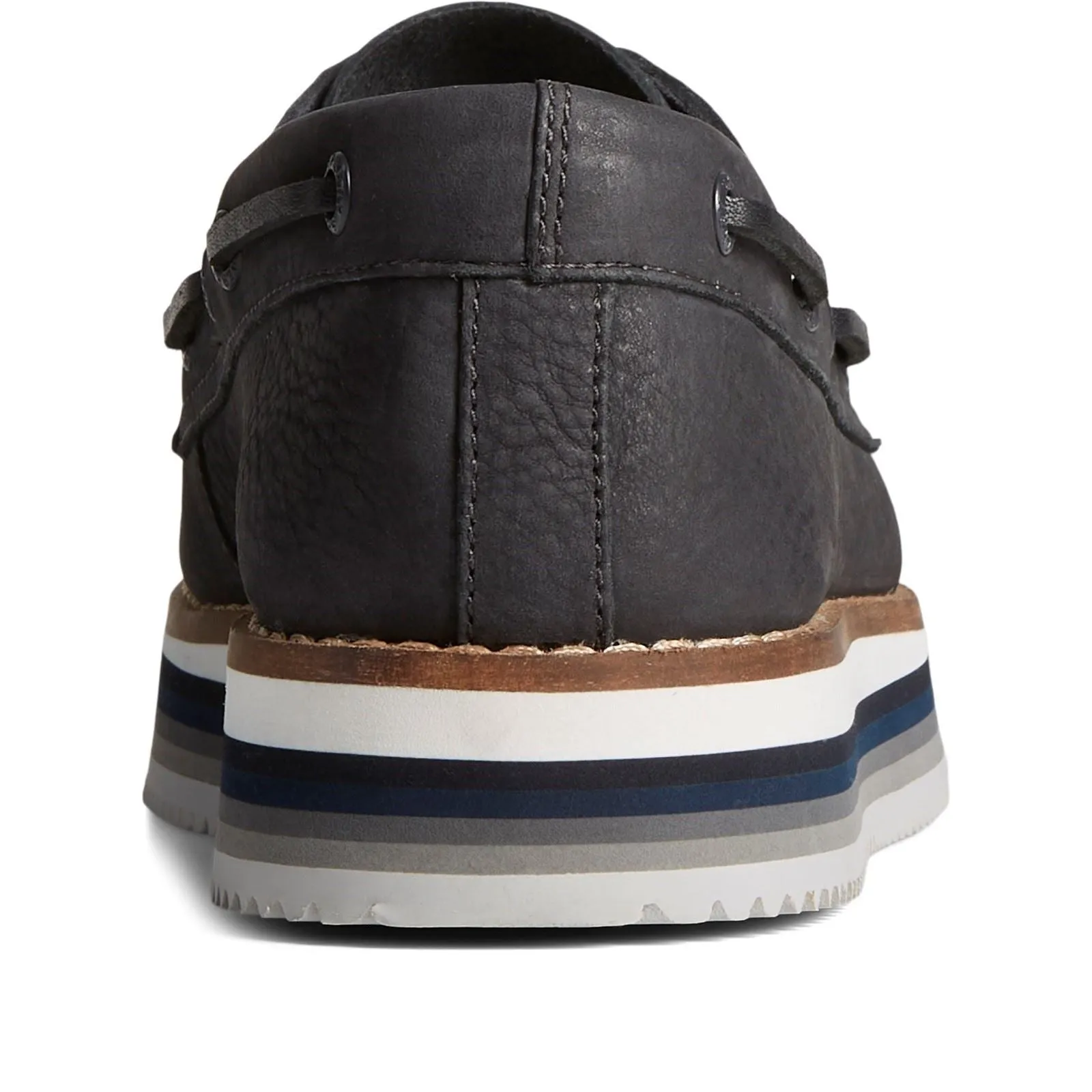 Sperry Authentic Original Stacked Leather Women's Black Boat Shoes