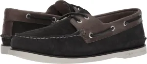Sperry STS17323: Men's Gold A/O 2-Eye Boat Sneaker Black Nubuck (7.5)